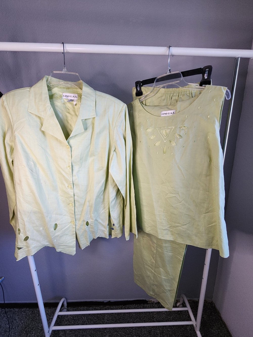 Lino USA Light Lime 3-Piece Set - Jacket, Top & Pants